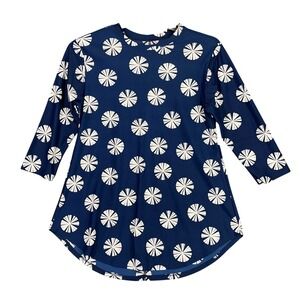 Southwind Apparel Top Womens M Blue Floral Tunic Made In USA Resortcore Classic